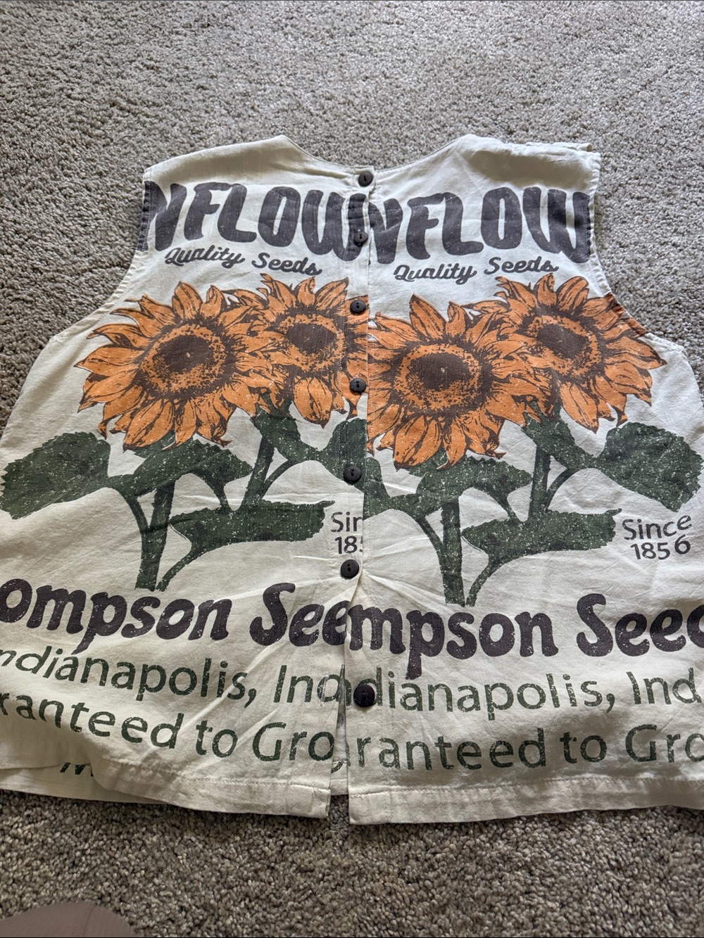 Sunflower Graphic Ruffle Tank Top - Cream and Orange - Picture 5 of 5